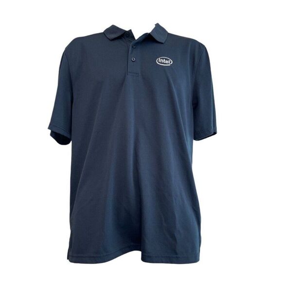Clique Shirt Men's Large Navy Blue Performance Polo Shirt Intel - Picture 1 of 5